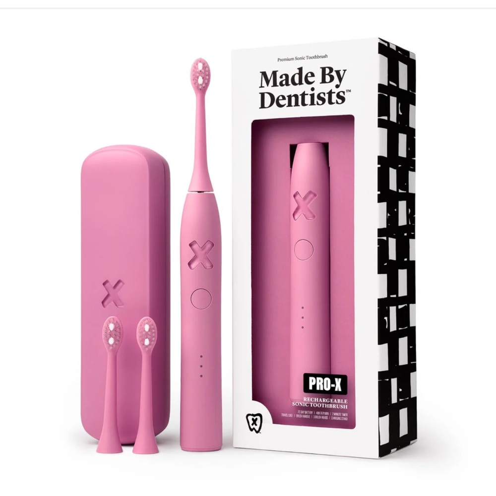 Pink Pro-X sonic toothbrush with replacements and travel box NWT